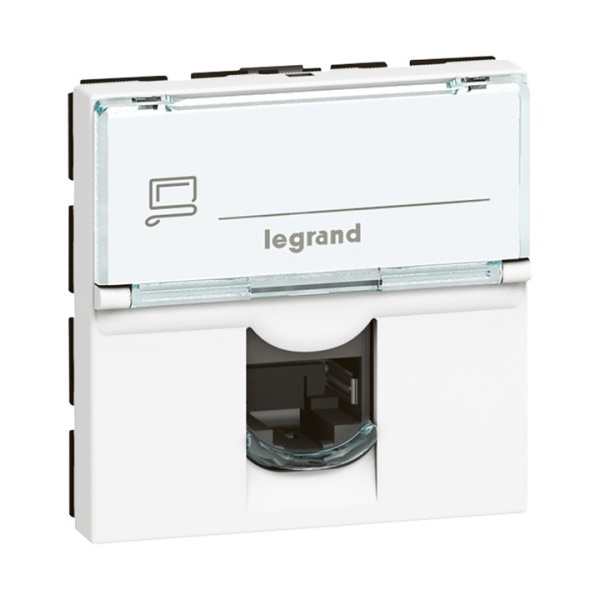 Розетка интернет RJ45 UTP, кат.5e, 2 модуля — белый, Legrand Mosaic