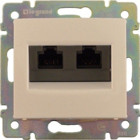 Розетка  интернет, 2хRJ45 UTP CAT5 - слоновая кость, Legrand Valena