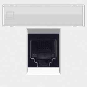 Розетка интернет, двойная RJ45 CAT5 - альпийский белый, ABB Zenit (N2218.2 BL + 2018.5 + 2018.5)