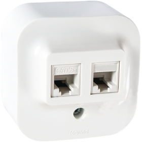 Розетка интернет, 2xRJ45 CAT5 - белый, Legrand Quteo