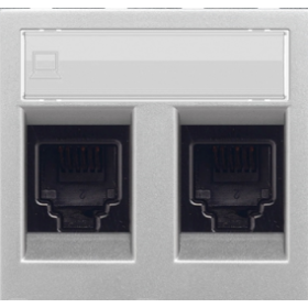 Розетка интернет, двойная RJ45 CAT5 - серебро, ABB Zenit (2 х 2018.5 + N2218.2 PL)