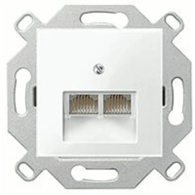 Розетка интернет двойная RJ45 CAT5 - альпийский белый, ABB Basic 55 (1753-0-0095/EPUAE8-8UPOK5)