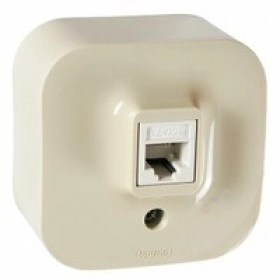 Розетка интернет, RJ45 CAT5 - слоновая кость, Legrand Quteo