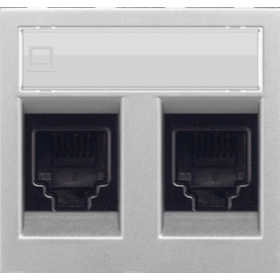 Розетка интернет, двойная RJ45 CAT5 - серебро, ABB Zenit (2 х 2018.5 + N2218.2 PL)