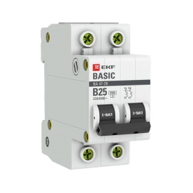 Автоматический выключатель 2P B25 4,5кА EKF Basic  ВА 47-29