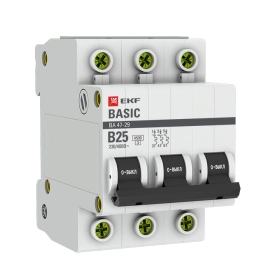 Автоматический выключатель 3P B25 4,5кА EKF Basic  ВА 47-29