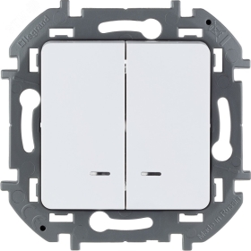 Выключатель 2 кл с подсветкой, 10 AX, 250 В - белый INSPIRIA 673630