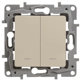 Переключатель проходной, 2 кл, с подсветкой - слоновая кость, Legrand Etika