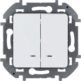 Выключатель 2 кл с подсветкой, 10 AX, 250 В - белый INSPIRIA 673630