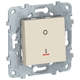 Выключатель 2 полюса, 1 кл., с индикацией, сх. 2, 16 AX, 250 В - бежевый, Schneider Unica New